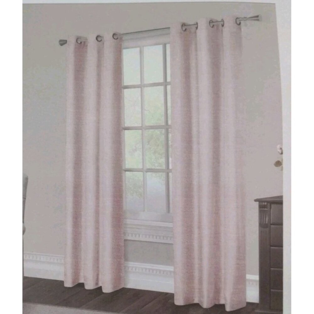 NEW Jaclyn Love 2 Grommet Curtain Panels Blush Pink Textured 38 x 84
